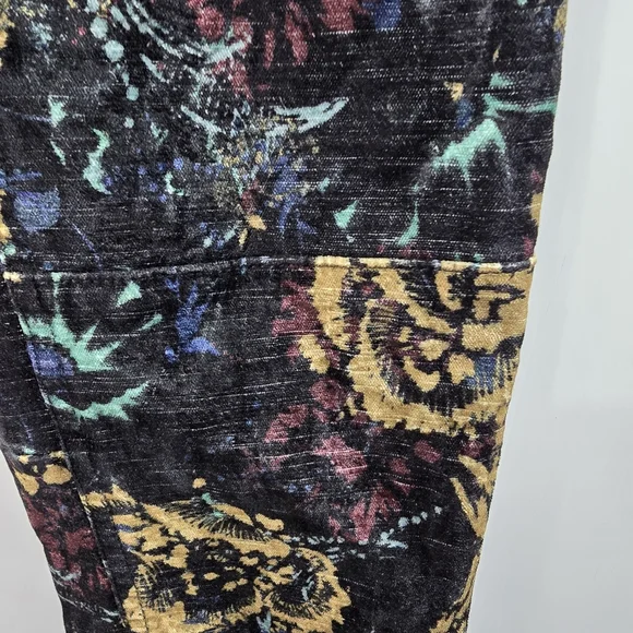 Free People Lennon Funktown Velvet Moto Zip Floral Printed Skinny Pants Size 0 - Picture 9 of 14